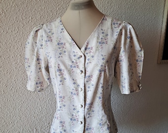 Vintage Laura Ashley Blouse with Flower Print, UK 12