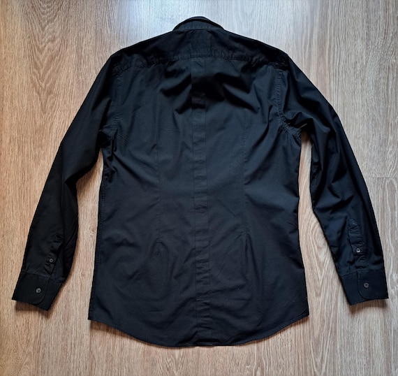 Vintage Dolce & Gabbana Black Cotton Dress Shirt, Slim Fit (size