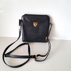 Bolsa transversal pequena de couro azul marinho DEY vintage, bolsa carteiro retrô, bolsa com estampa de pele de cobra, designer alemão