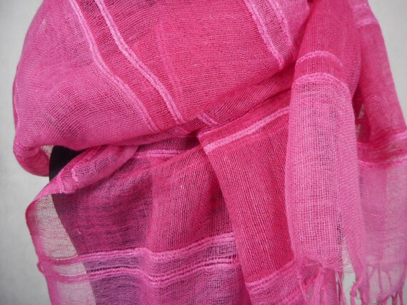 Vintage Renato Balestra Scarf, Pink Linen and Vis… - image 4