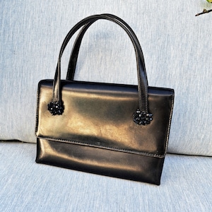 Vintage 60s Loewe Bag, Luxsury Black Leather Mini Handbag