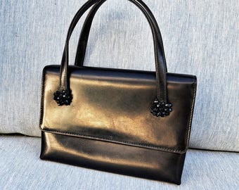 【VINTAGE LOEWE/ロエベ】Velazquez vanity LOEWE Vanity Velazquez Twist Hand Bag Leather Orange Auth