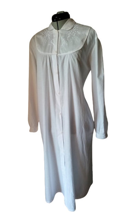 Vintage Cotton Nightdress, Embroidered White Slee… - image 4