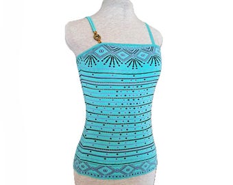 Roberto Cavalli blauwe gebreide top met sieraad