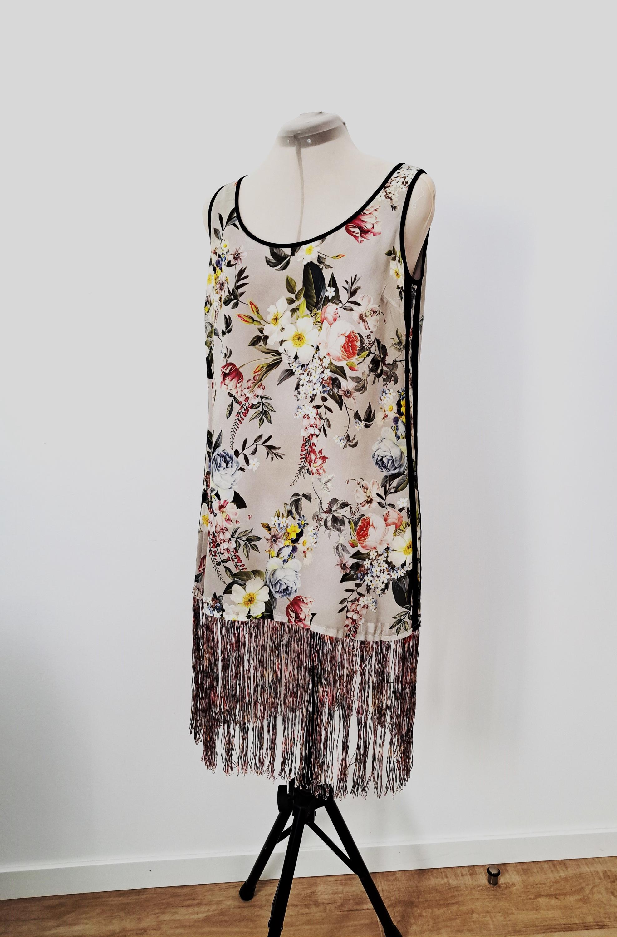 Floral Print Fringed Viscose Dress - Simona Barbieri - Sleeveless Midi -  Etsy Canada