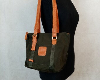 Bric s Mini Tote Bag Dark Green Nylon Leather Bag Brics Small Tote Bag Etsy