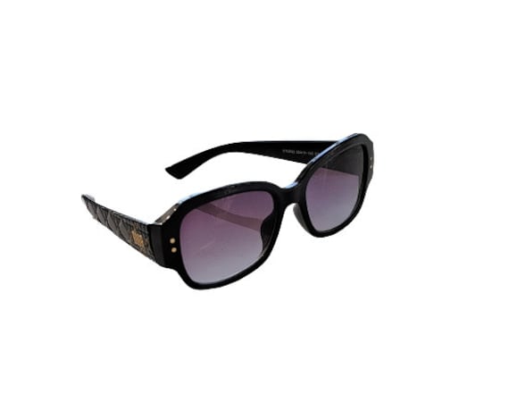 Christian Dior Women's Sunglasses, Gold Monogram, Logo Studs Black Sunglasses