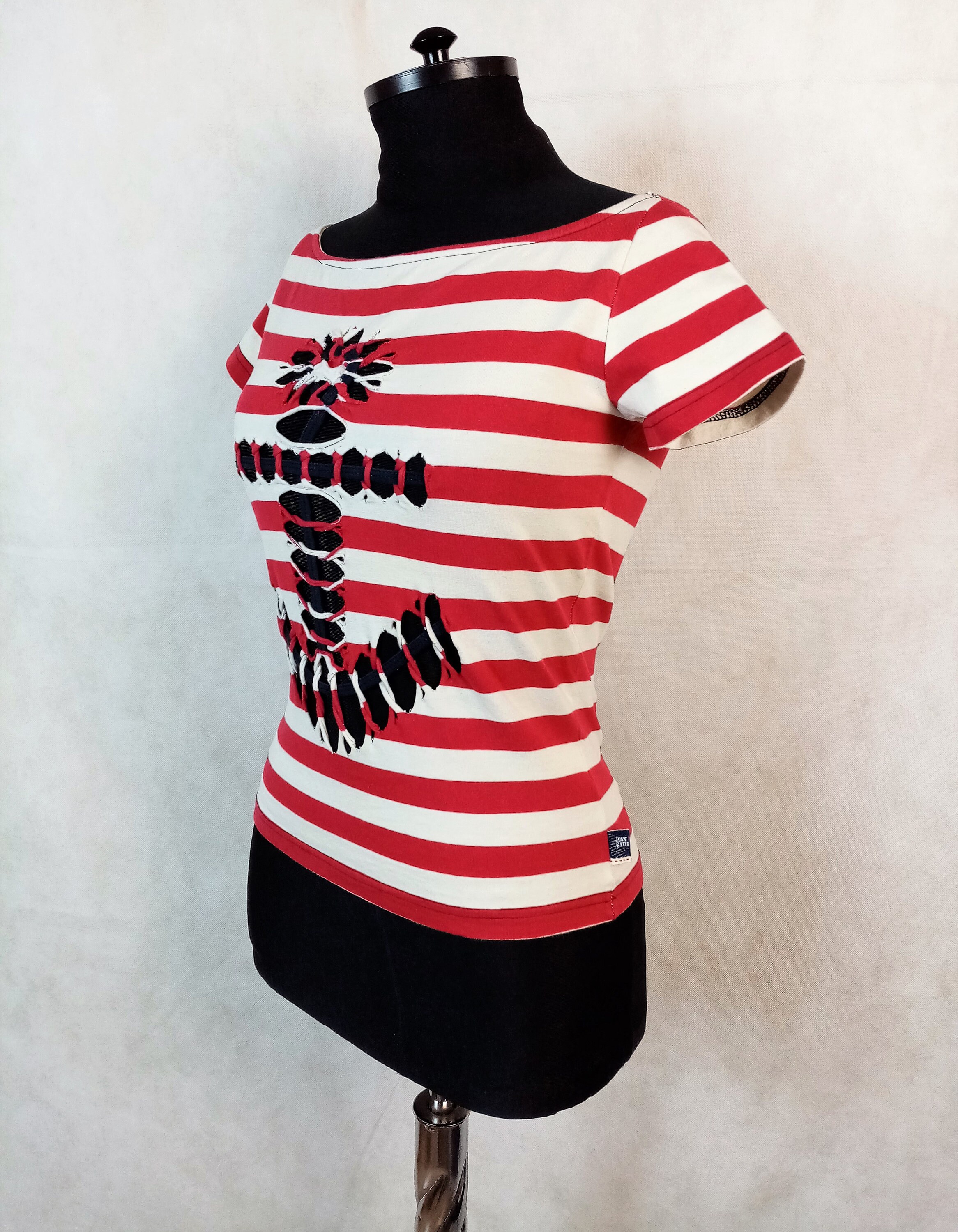 Vintage Jean Paul Gaultier Striped T-shirt With Anchor Motif 