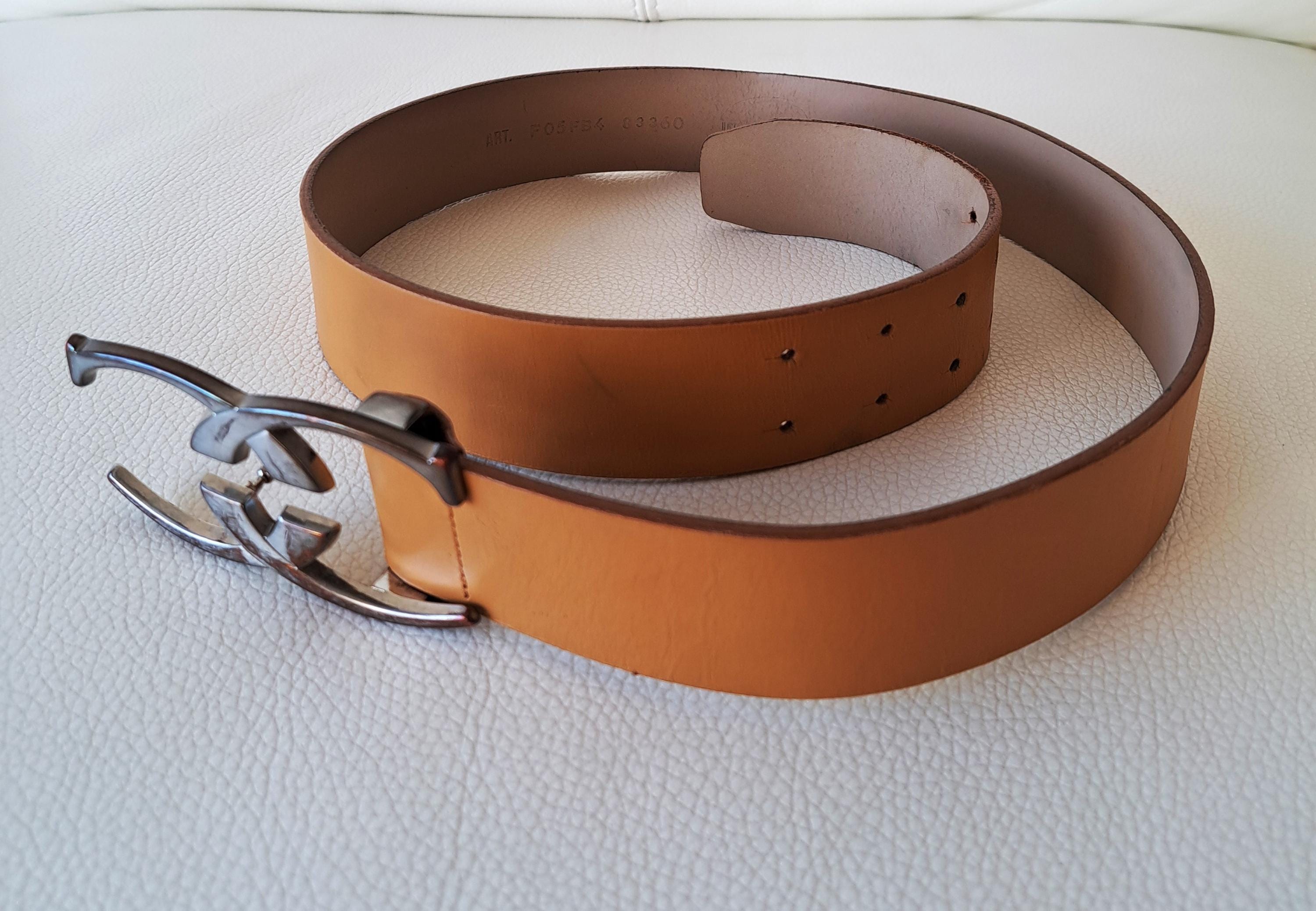 Vintage Roberto Cavalli Belt: Tan Leather With Silver Double  display picture 1