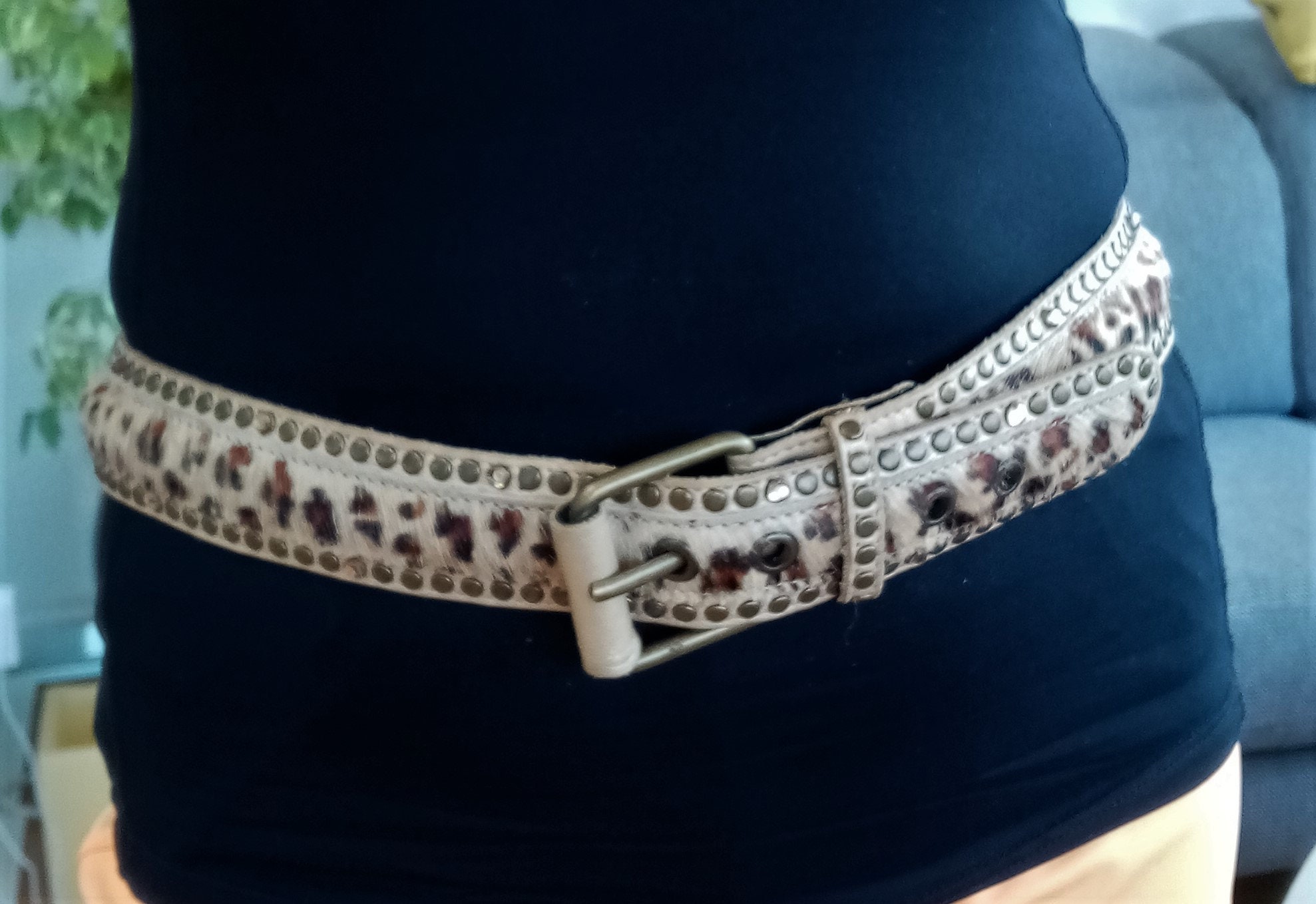 Cheetah/Leopard Print Belt Studded Rhinestone Designer Belt for Women