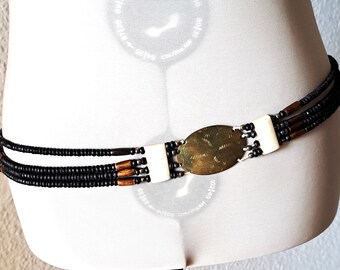 Vintage wooden bead tie necklace/wooden bead fabric belt Vintage | Accessories | Vintage Wooden Bead Tie  main image 3