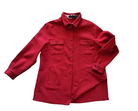 Vintage Burberry London Women's Red Wool Shirt Po… - image 7
