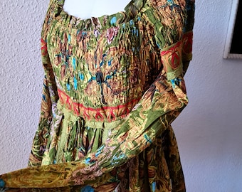 Blusa in cotone con stampa floreale arricciata: Savage Culture Multicolor Top, M/L