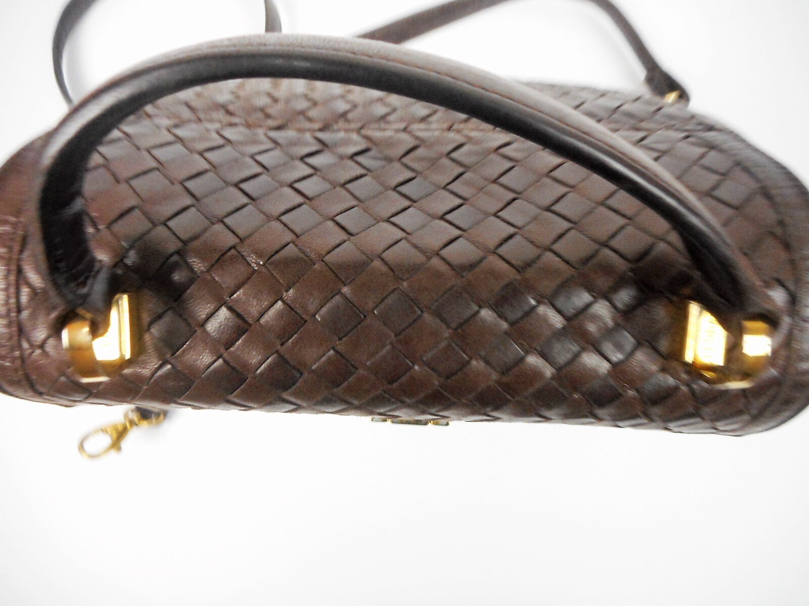 Vintage Woven Leather Handbag Metal Closure Details Brown | Etsy