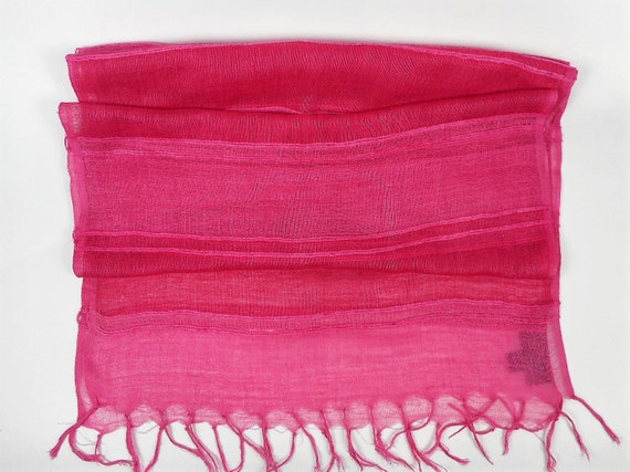 Vintage Renato Balestra Scarf, Pink Linen and Vis… - image 5
