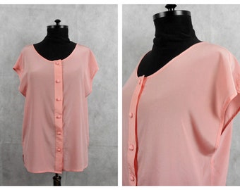 Pink Silk Blouse, Coocoon Rome Italy 100% Silk Top, Size L