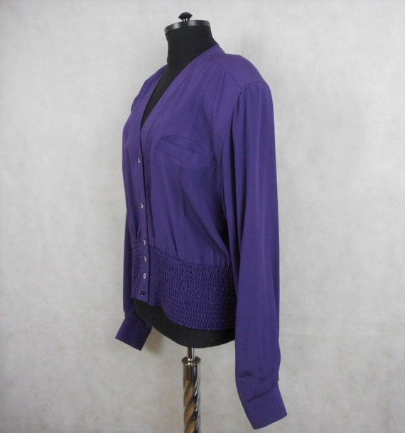 Vintage 90s Silk Jacket Otto Kern Purple Bomber B… - image 2