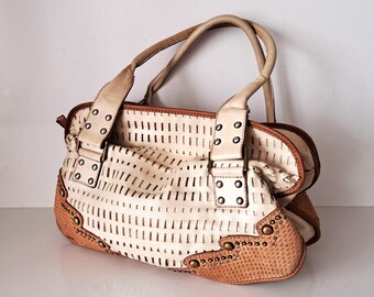 バッグ Made in Italy leather studs shoulder bag Studded Leather Crossbody Bag: Vintage Italian Convertible