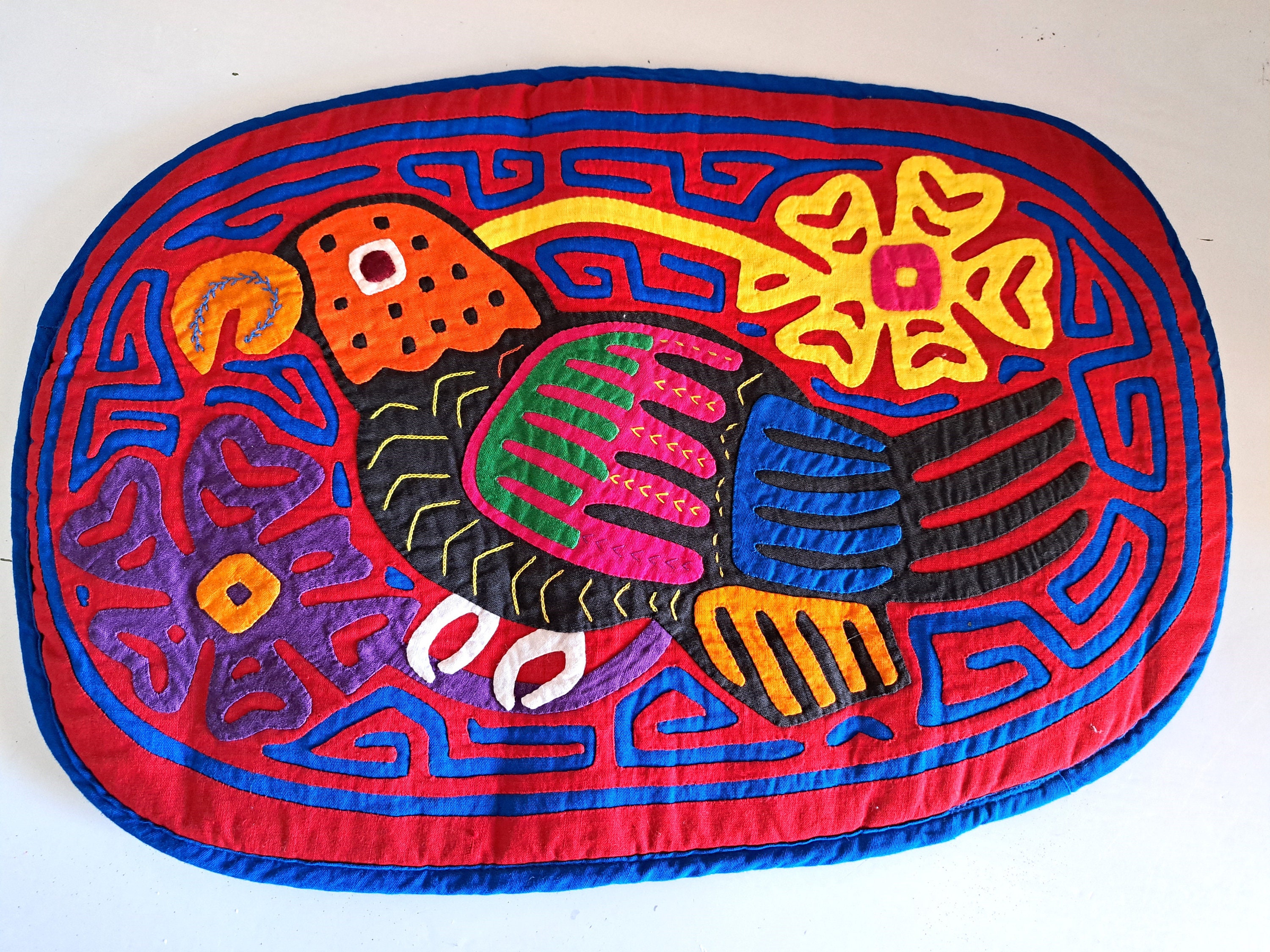 MOLA パナマ Vintage Mola Textile by Cuna Indian Applique Panama Multicolor