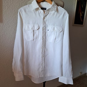 Vintage 90s Polo Ralph Lauren Linen Shirt - Men&#39;s Size Medium