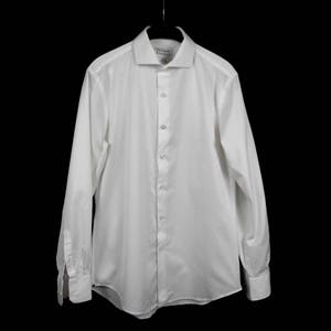 Guy Laroche Men&#39;s Shirt, White Dress Shirt, 100% Cotton Button Down Long Sleeve Shirt Size 40