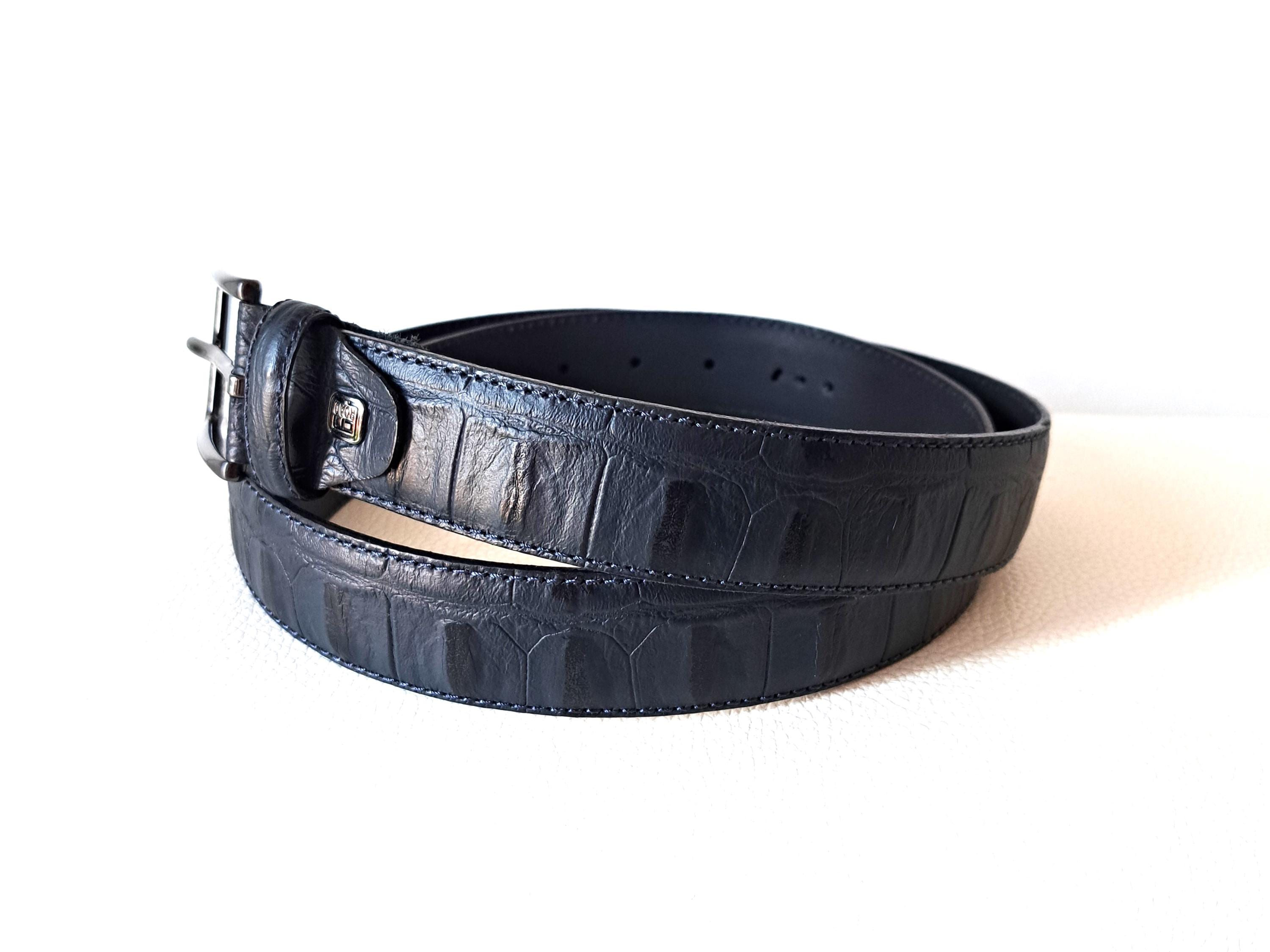 JUNYA WATANABE パテントレザーベルト クロコ型押し ヴィンテージ ネイビーブルー クロコ型押しレザーベルト ユニセックス