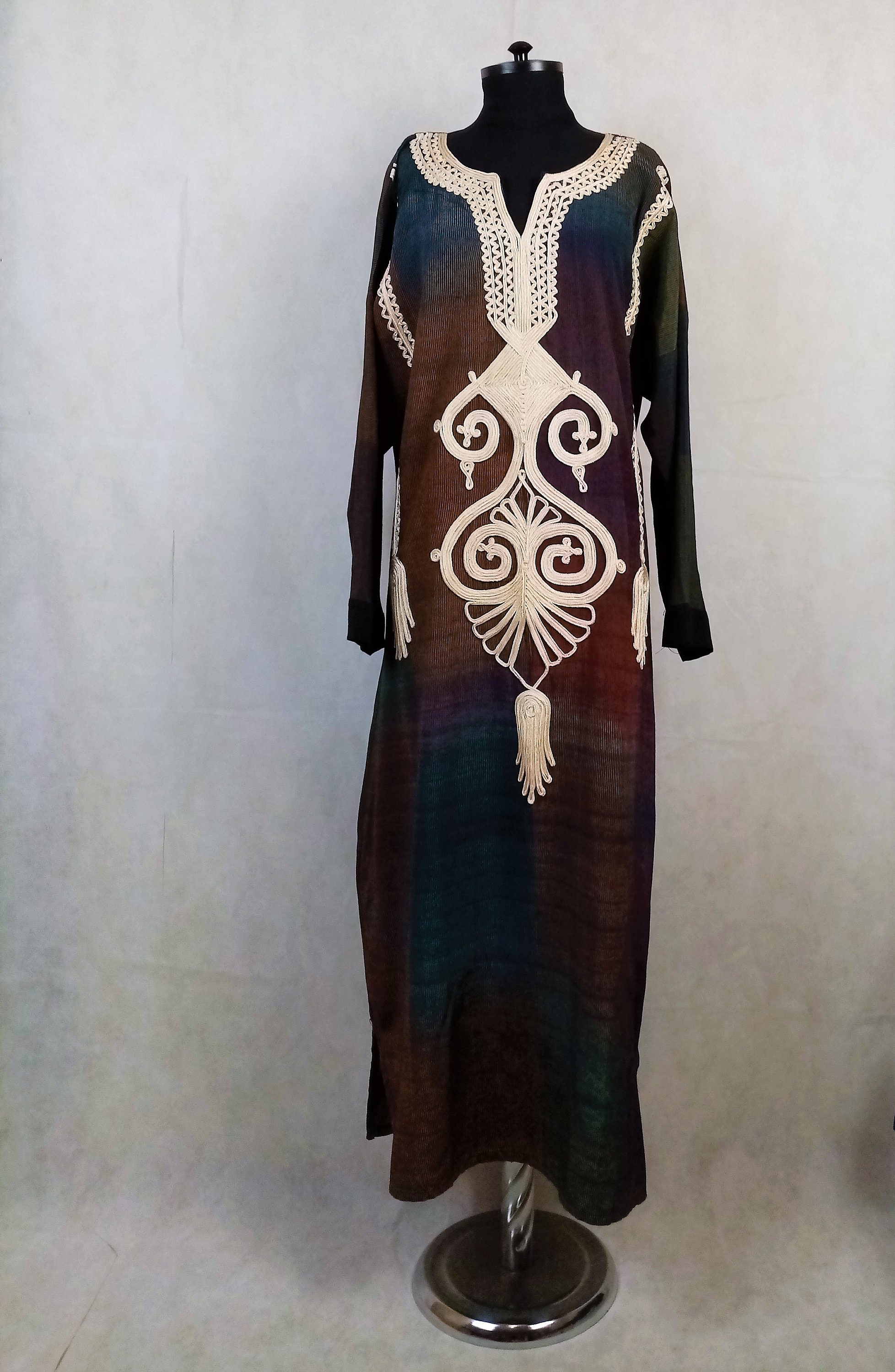 Embroidered Kaftan Dress Egyptian Cotton Kaftan Long Sleeve Etsy UK