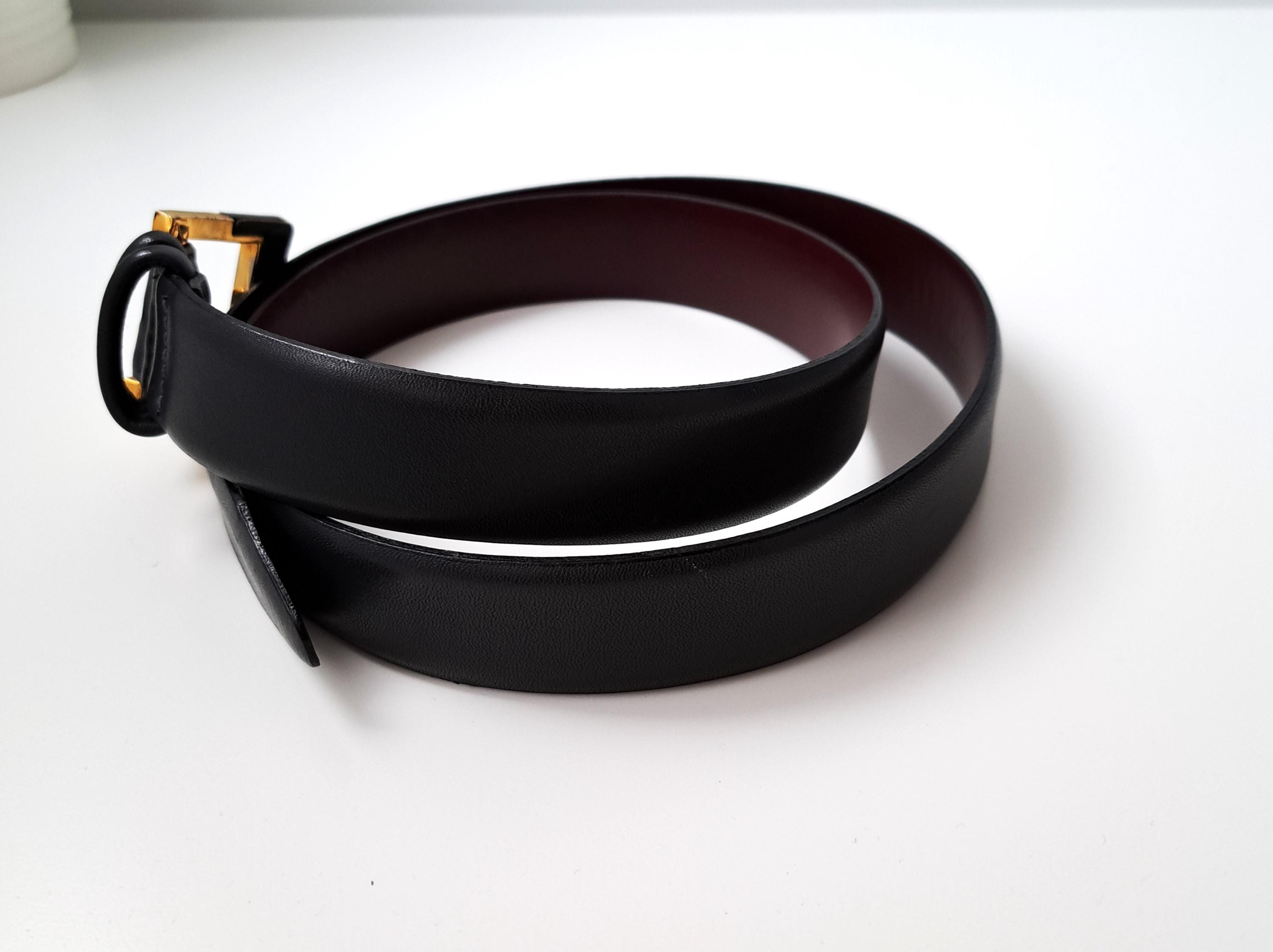 Vintage Humberto Fiacco Leather Belt: Dark Gray With Gold  display picture 2
