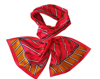 Oscar de la Renta Red Cotton Striped Scarf