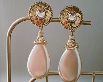 Inateannal Vintage Cristallo Perla Orecchini Pendenti Goccia Perla Orecchini Lunghi Nappe Perla Orecchini D'oro Cz Quadrato Perno Gioielli Per Le Donne E Le Ragazze