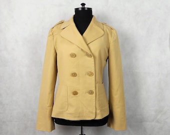 Vintage 90s Moschino Cheap and Chic Beige Jacket Double Breasted with Pockets Spring Summer Women's Casual Jacket, Medium