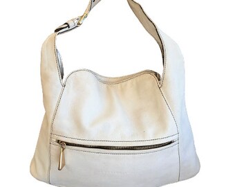 Vintage Coccinelle Bag, Hobo Bag, White Genuine Leather Italian Handbag