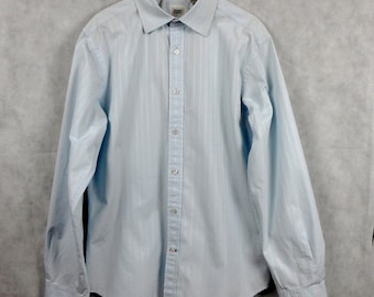 Camisa de vestir Guess by Marciano: algodón a rayas azul claro, talla L/G