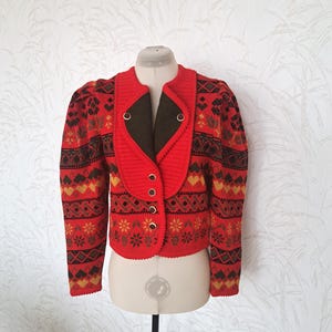 80s Wesenjak Tirol Cardigan| Vintage Rare Women Tyrol Wool Cardigan Jacket  , Medium Size