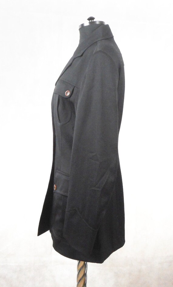 Vintage Plein Sud Women's Jacket, Black Wool Mili… - image 5