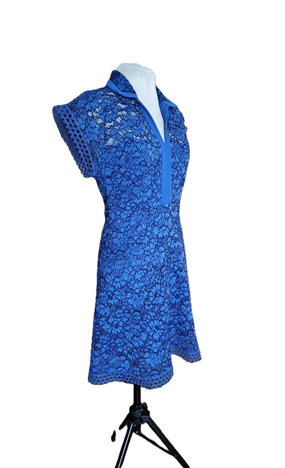 blue lace dress white collar Stunning Velvet Dress with Lace Collar  Bonne Nuit
