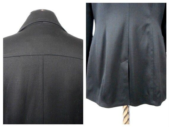 Vintage Plein Sud Women's Jacket, Black Wool Mili… - image 7