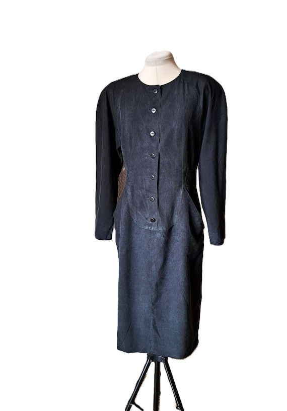 Vintage 90s Karl Lagerfeld Silk Dress Black Mid-length M