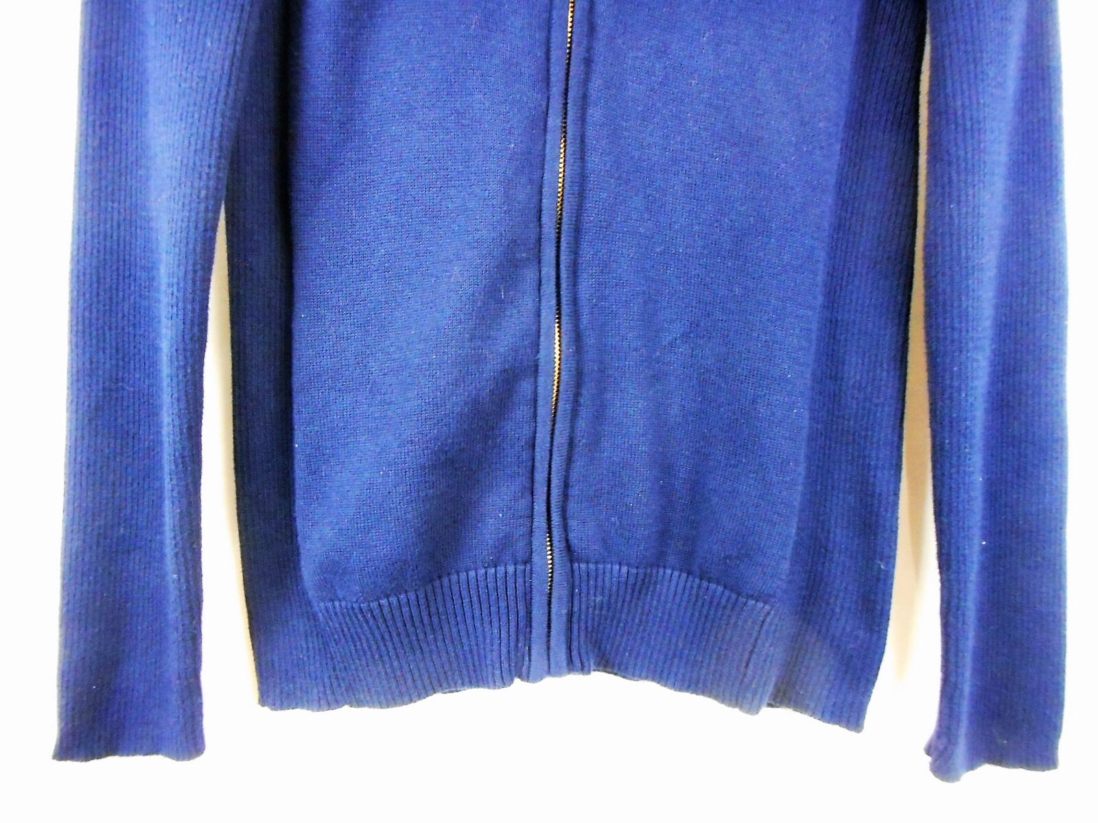 Vintage Ralph Lauren Cotton Knit Cardigan: Navy Full Zip, Gold