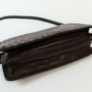 Croc Embossed Handbag, Genuine Cow Leather Purse, Brown Small Shoulder Bag, Made in India image 5