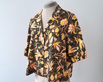 The Kooples Damen Floral Print Baumwollmischung Kurzarmhemd, Größe 2 / M