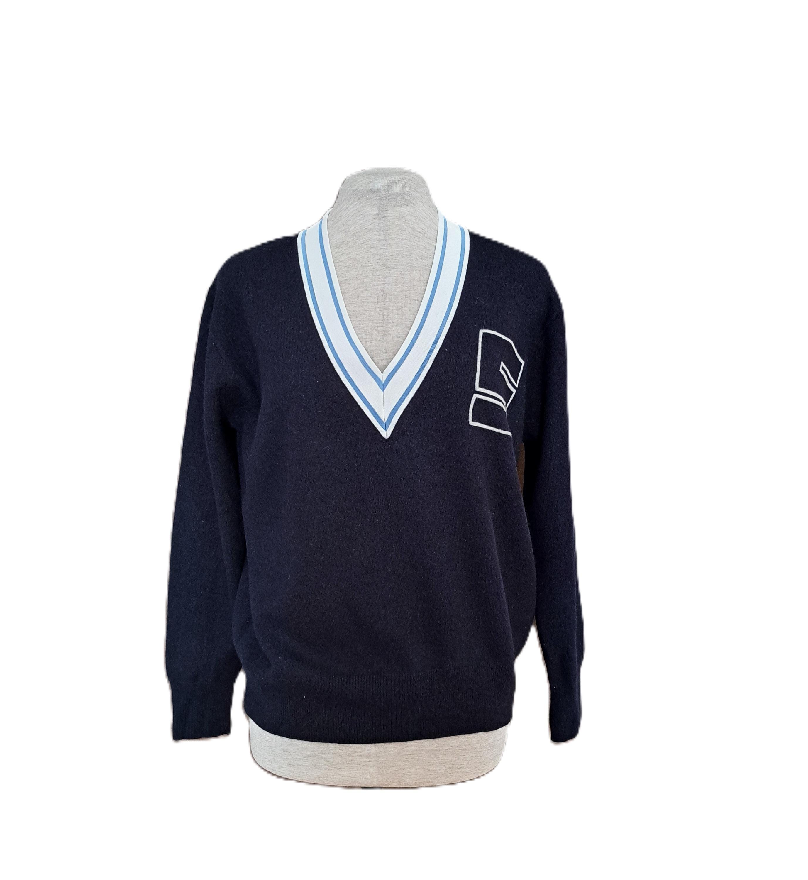 良品 sandro サンドロ 2WAY レースセーラーカラー ニット プルオーバー セーター サイズ1 ネイビー  レディース 古着 中古 USED SANDRO Sweater with denim details | Nordstrom
