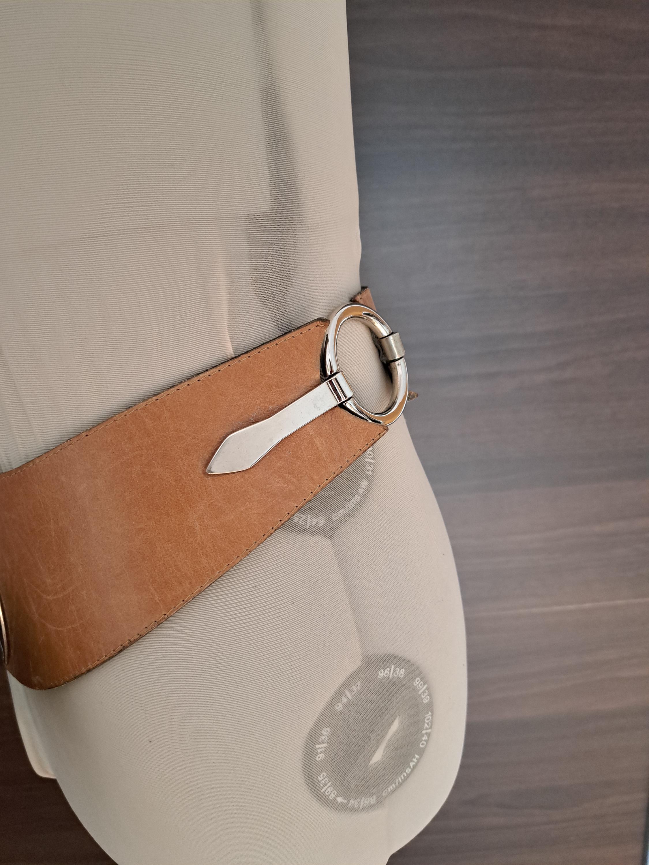 Vintage | Tan Wide Leather Belt Made in France Yves Saint Laurent 1980s Tan Suede Fringe Wide Western Belt  main image 2