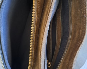 Women's Bag Minelli Paris Khaki Suede Leather Medium Bag 