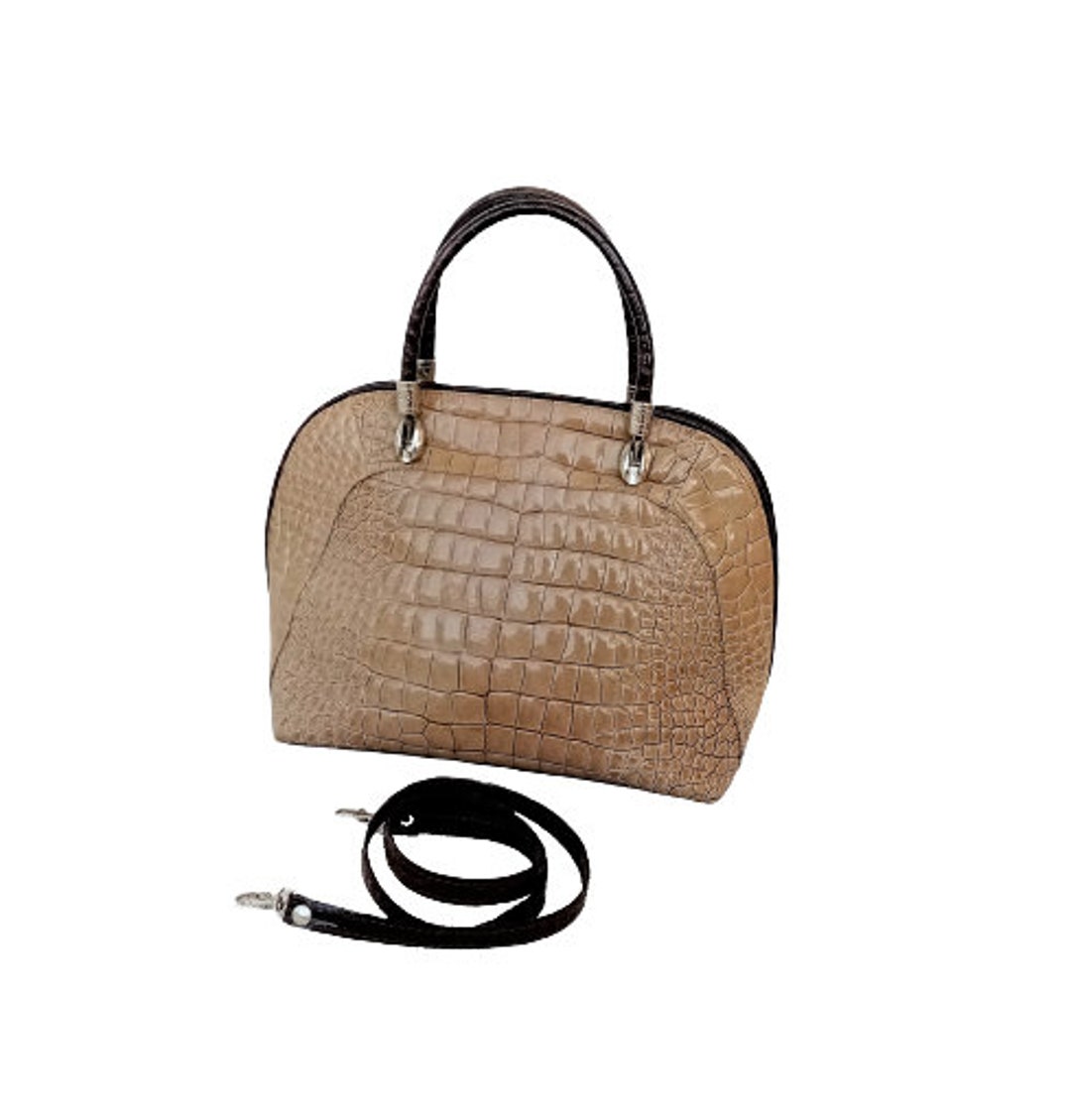 Borse in Pelle Bag Genuine Leather Handbag Croc Embossed - Etsy
