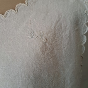 Vintage 1900s Rustic Chemise Nightgown, Off White Linen Antique French Sleeveless Dress, Monogrammed