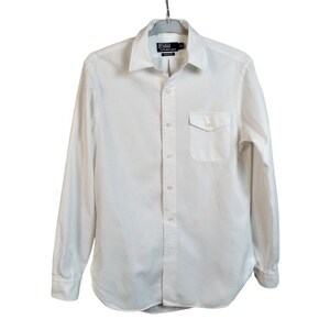 Vintage Polo Ralph Lauren Men's Shirt, White Linen and Cotton