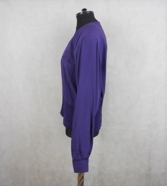Vintage 90s Silk Jacket Otto Kern Purple Bomber B… - image 3