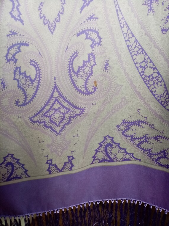 Vintage 90s Escada Long Silk Scarf, Purple White … - image 10