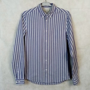 Acne Studios Men's Striped Shirt: Blue White Cotton Dress Shirt, Size 46
